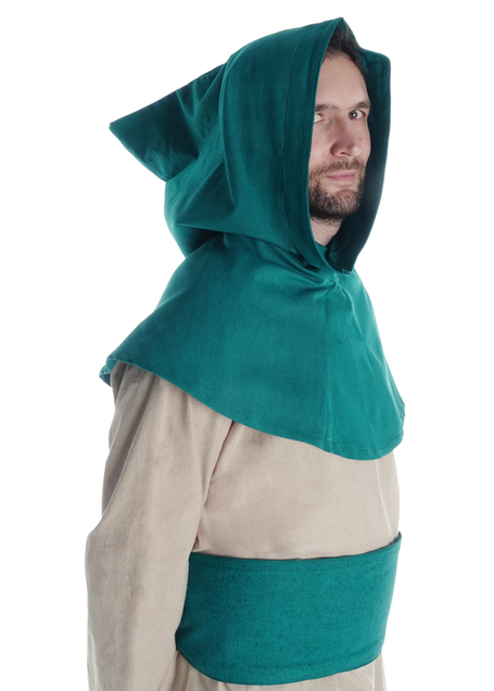 Mittelalter Kapuze Elegast in Grün Seitenansicht