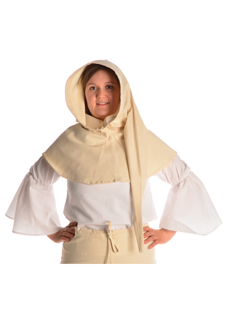 Mittelalter Gugel Ampflise in Beige Frontansicht