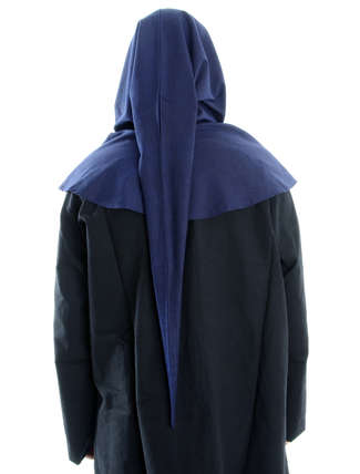 Mittelalter Gugel Ampflise in Blau Rückansicht