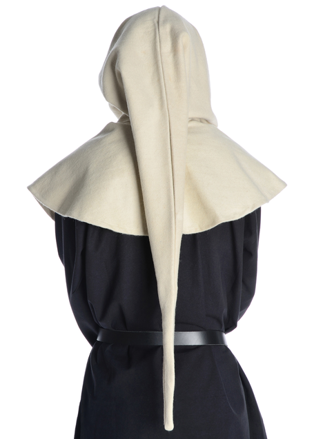 Mittelalter Gugel Mahaute in Beige Rückansicht