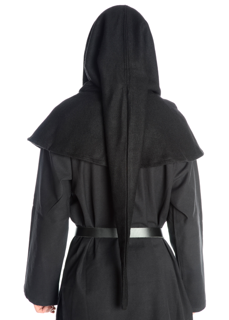 Mittelalter Gugel Mahaute in Schwarz Rückansicht