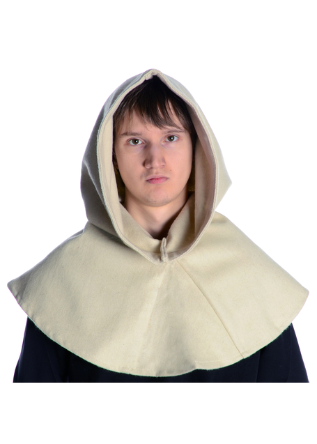 Mittelalter Gugel Dietleib in Beige Frontansicht