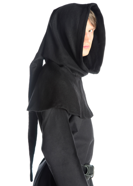 Mittelalter Gugel Dietleib in Schwarz Seitenansicht