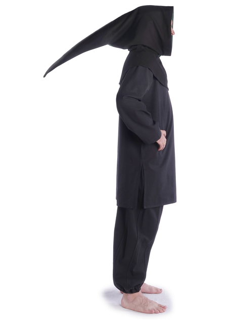 Mittelalter Gugel Etzel in Schwarz-Grün Seitenansicht 3