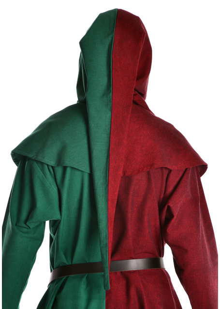 Mittelalter Gugel Etzel in Rot-Grün Rückansicht 2