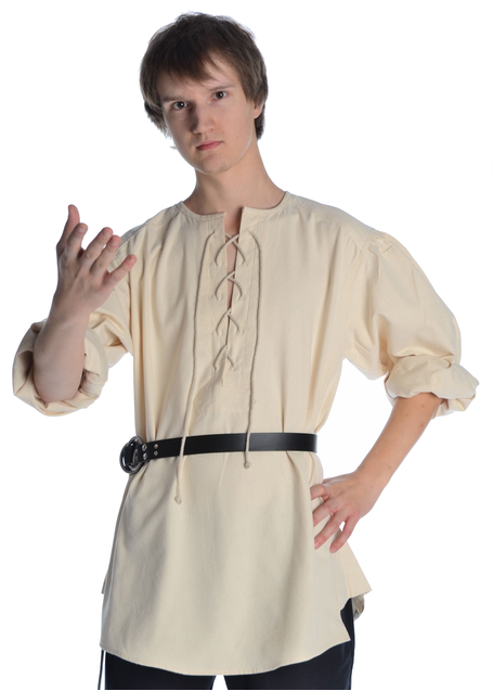 Mittelalter Schnürhemd Parzival in Beige Frontansicht
