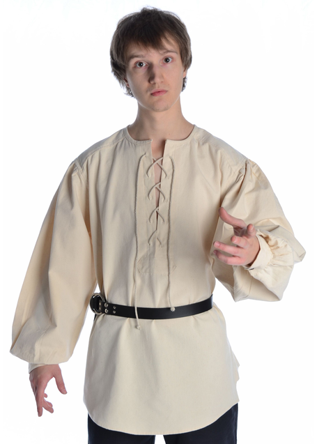 Mittelalter Schnürhemd Parzival in Beige Frontansicht 2