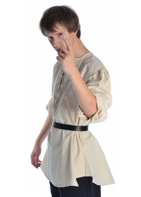 Mittelalter Schnürhemd Parzival in Beige Seitenansicht