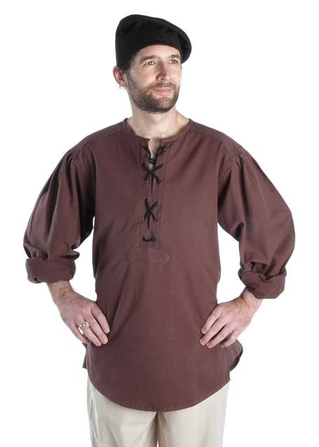 Mittelalter Schnürhemd Parzival in Braun Frontansicht