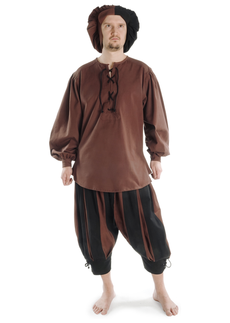 Mittelalter Schnürhemd Parzival in Braun Frontansicht 2