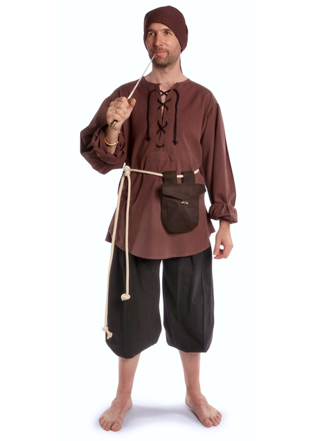 Mittelalter Schnürhemd Parzival in Braun Frontansicht 4