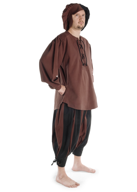 Mittelalter Schnürhemd Parzival in Braun Seitenansicht