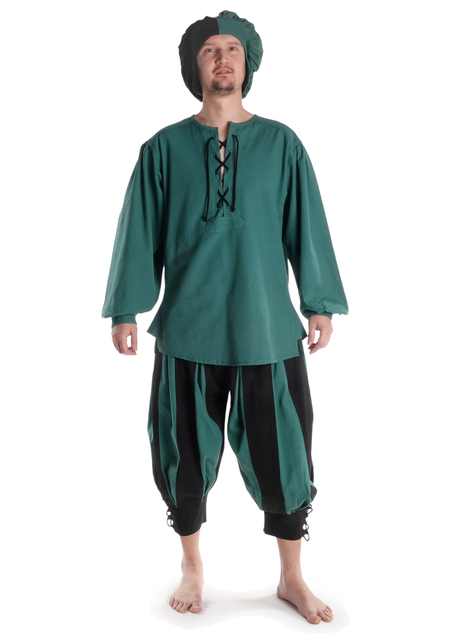 Mittelalter Schnürhemd Parzival in Grün Frontansicht 2