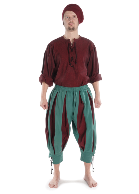 Mittelalter Schnürhemd Parzival in Rot Frontansicht 3