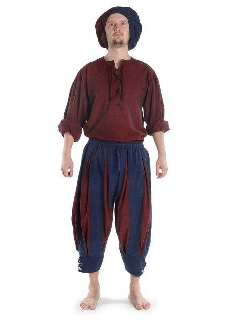 Mittelalter Schnürhemd Parzival in Rot Frontansicht 4