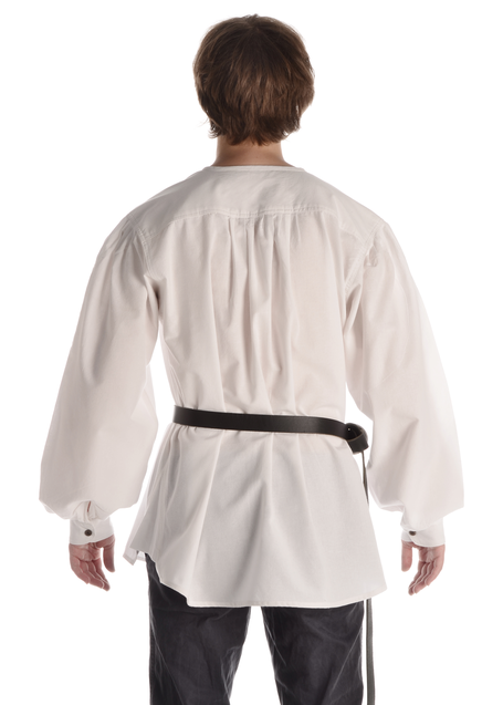 Mittelalter Schnürhemd Parzival in Weiß Rückansicht