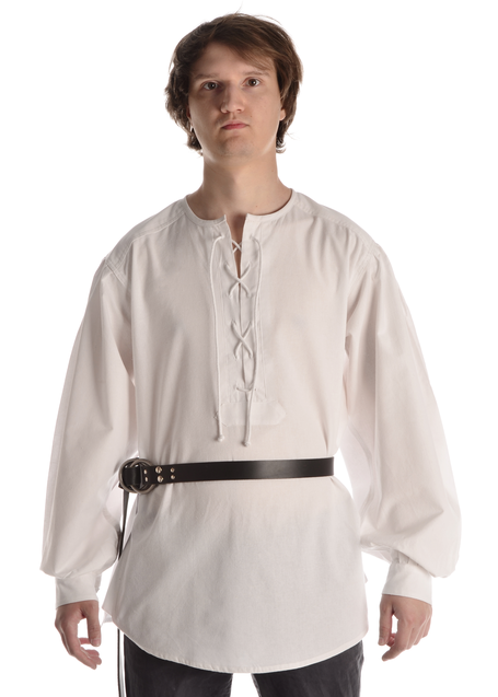 Mittelalter Schnürhemd Parzival in Weiß Frontansicht