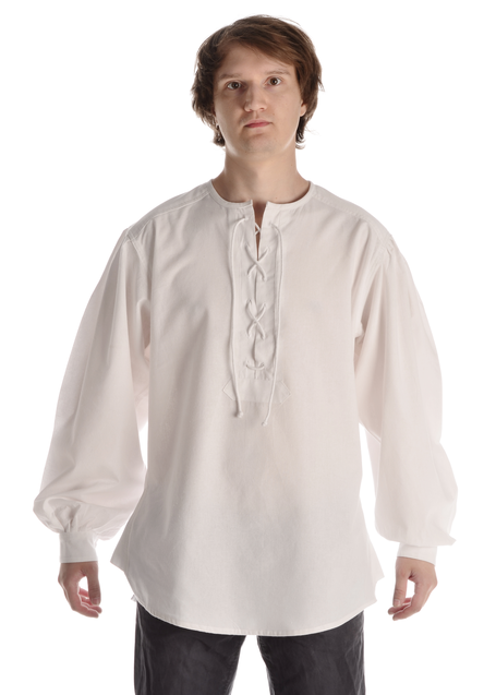 Mittelalter Schnürhemd Parzival in Weiß Frontansicht 2