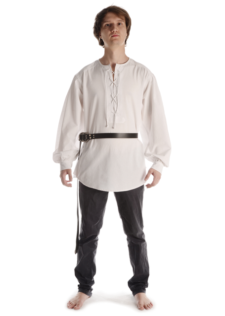 Mittelalter Schnürhemd Parzival in Weiß Frontansicht 3