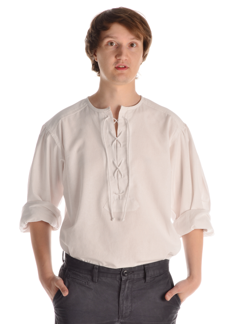 Mittelalter Schnürhemd Parzival in Weiß Frontansicht 4