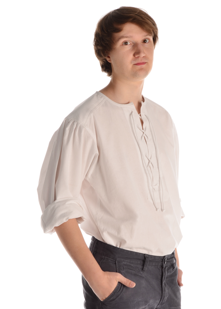 Mittelalter Schnürhemd Parzival in Weiß Seitenansicht