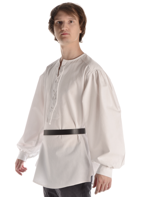 Mittelalter Schnürhemd Parzival in Weiß Seitenansicht 2