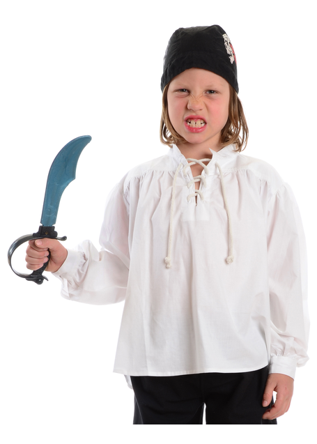 Mittelalter Kinderhemd Klingsor in Weiß Frontansicht 2