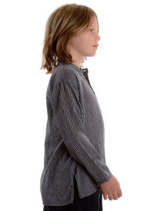 Mittelalter Kinderhemd Anfortas in Blau-Weiß gestreift Seitenansicht