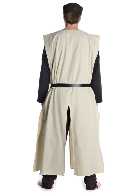 Mittelalter Waffenrock Tourendal aus Baumwolle in Beige-Schwarz Rückansicht