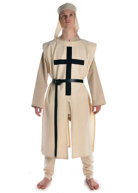 Deutschritter Waffenrock Nagelring in Beige-Schwarz Frontansicht 2