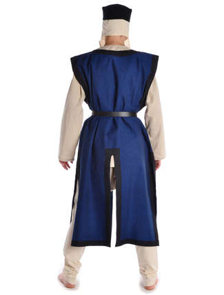 Mittelalter Waffenrock Balmer in Blau-Schwarz Rückansicht