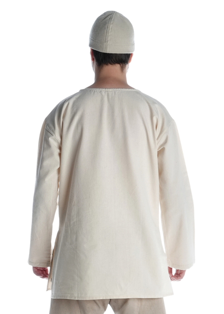 Mittelalter Tunika Siegfried kurz in Beige Rückansicht