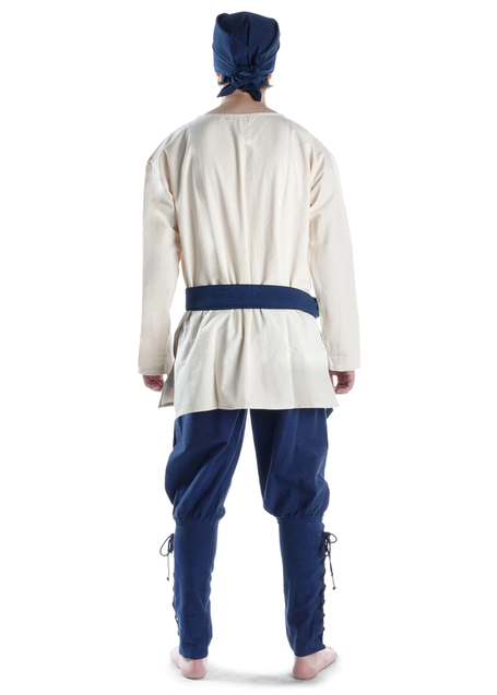 Mittelalter Tunika Siegfried kurz in Beige Rückansicht 2