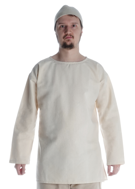 Mittelalter Tunika Siegfried kurz in Beige Frontansicht
