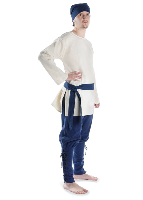 Mittelalter Tunika Siegfried kurz in Beige Seitenansicht 4