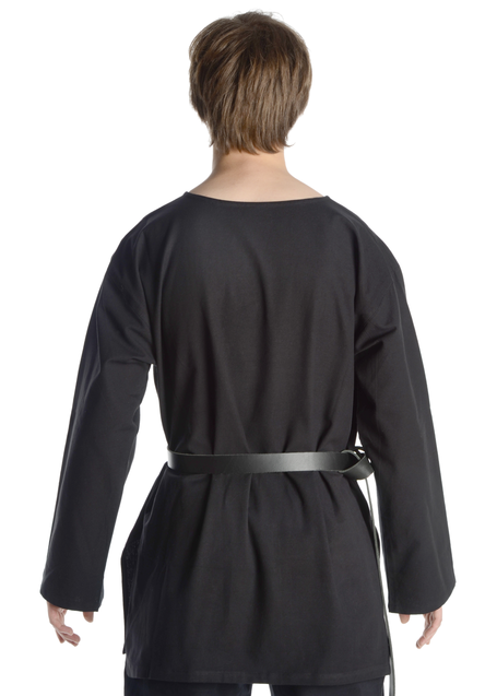 Mittelalter Tunika Siegfried kurz in Schwarz Rückansicht