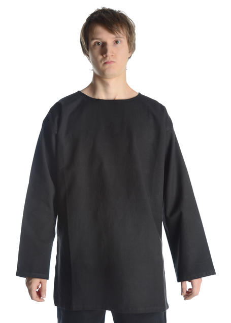 Mittelalter Tunika Siegfried kurz in Schwarz Frontansicht 2