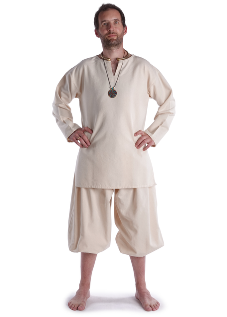 Mittelalter Tunika Hagen mittel in Beige Frontansicht