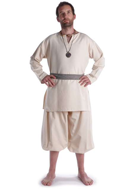 Mittelalter Tunika Hagen mittel in Beige Frontansicht 2