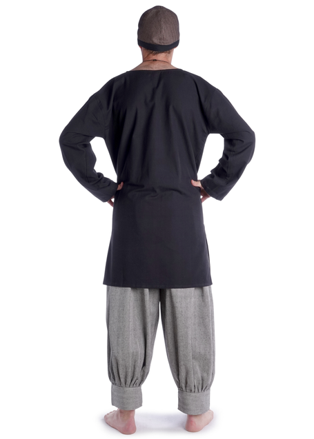 Mittelalter Tunika Hagen mittel in Schwarz Rückansicht