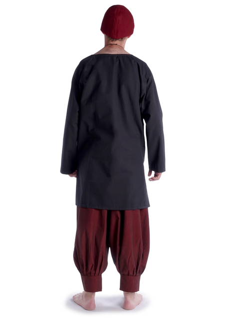 Mittelalter Tunika Hagen mittel in Schwarz Rückansicht 3