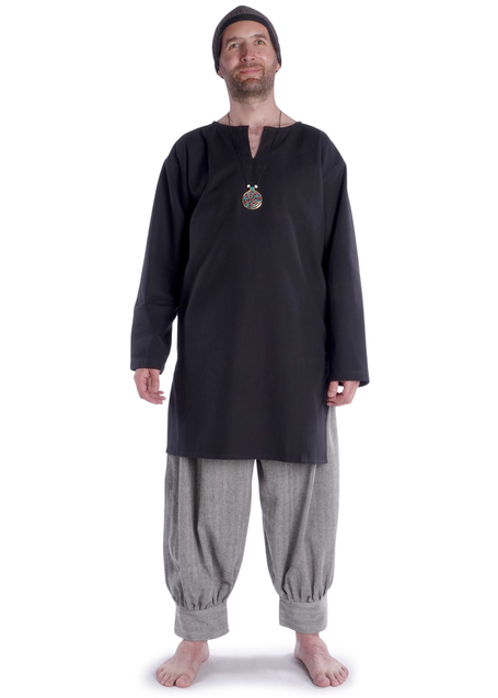 Mittelalter Tunika Hagen mittel in Schwarz Frontansicht