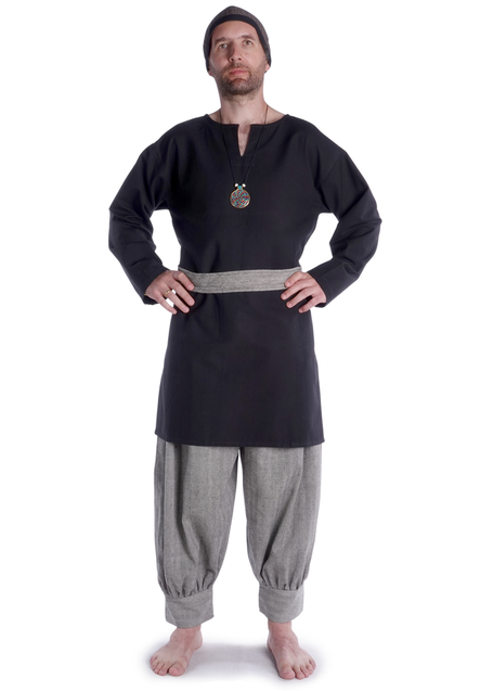 Mittelalter Tunika Hagen mittel in Schwarz Frontansicht 2