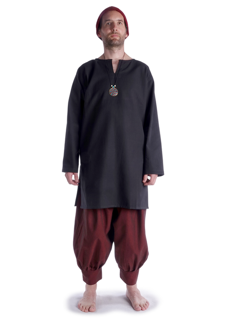 Mittelalter Tunika Hagen mittel in Schwarz Frontansicht 3