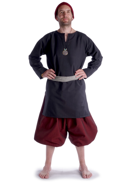 Mittelalter Tunika Hagen mittel in Schwarz Frontansicht 4