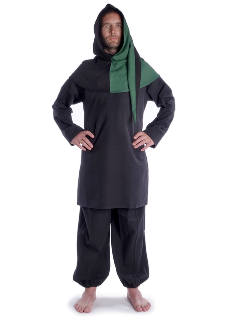 Mittelalter Tunika Hagen mittel in Schwarz Frontansicht 5