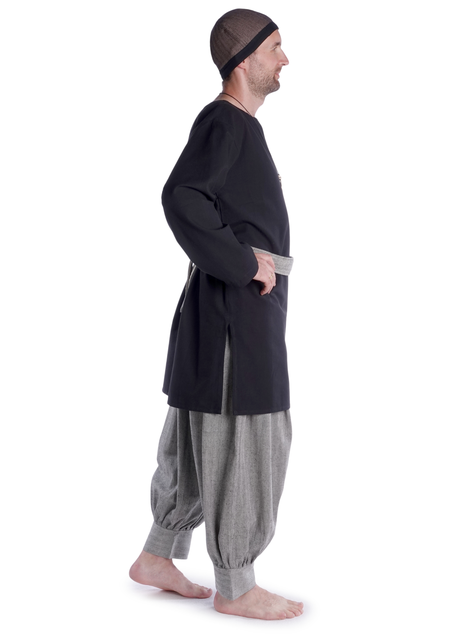 Mittelalter Tunika Hagen mittel in Schwarz Seitenansicht
