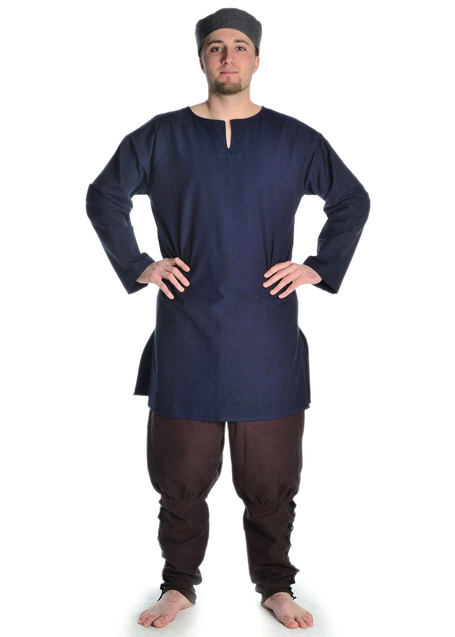 Mittelalter Tunika Hagen mittel in Blau Frontansicht