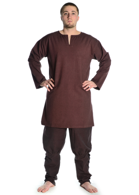 Mittelalter Tunika Hagen mittel in Braun Frontansicht