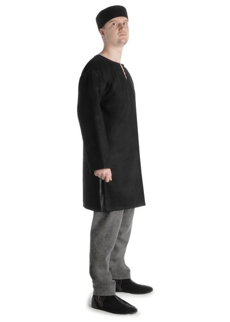 Mittelalter Tunika Dietrich in Schwarz Seitenansicht
